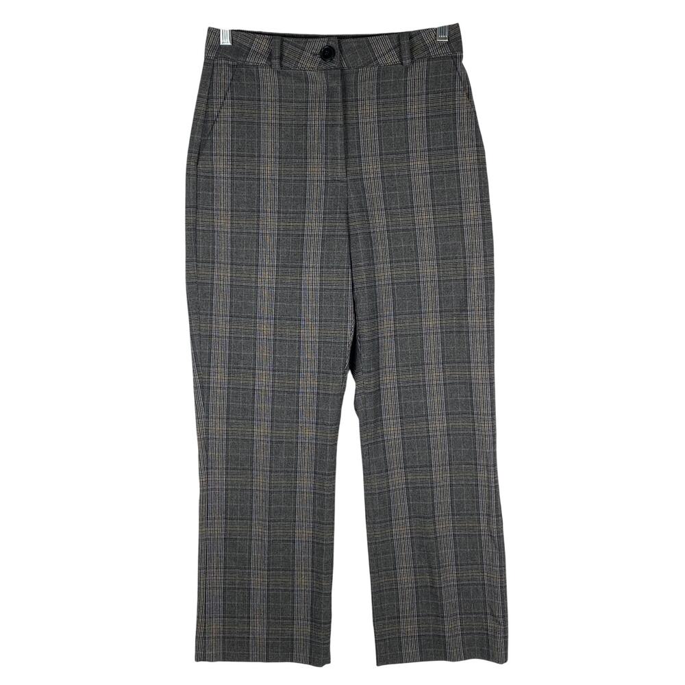 Sunday Best Plaid Straight Leg Dress Pants Women 2 Gray Preppy Tailored Classic